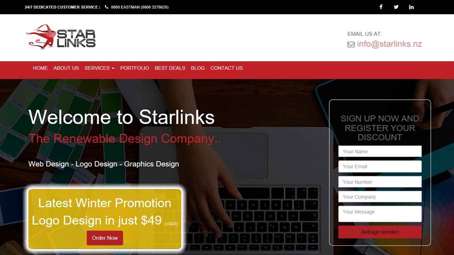 Starlinks Web design Auckland, logo design, SEO Services NZ